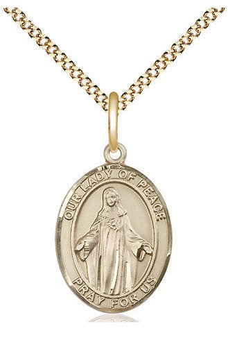 Our Lady of Peace Medal - FN8245-Jewelry-Bliss Mfg-Gold Filled-Michigan Church Supply