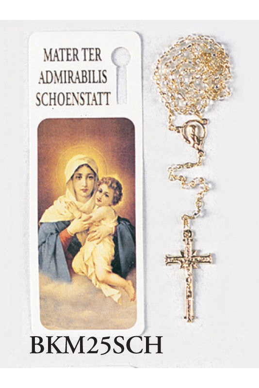 Our Lady of Schoesnstatt Bookmark with Rosary - WSBKM25SCH-Inspirational Gifts-San Francis-Michigan Church Supply