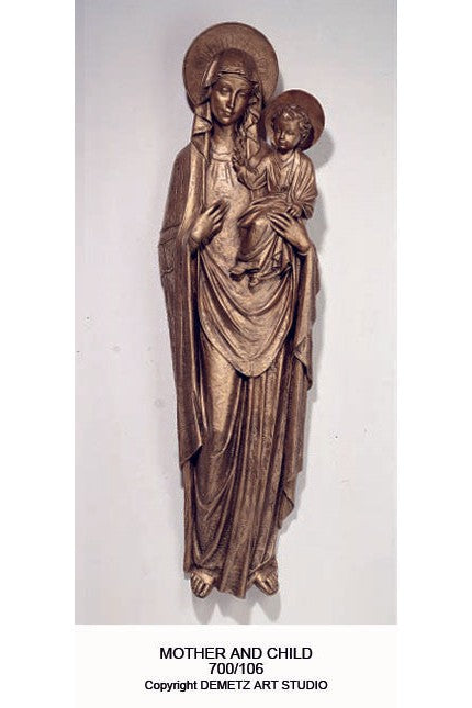 Our Lady with Child - 3/4 Relief - HD700106-Church Life-Demetz-Linden Wood 60"-Michigan Church Supply