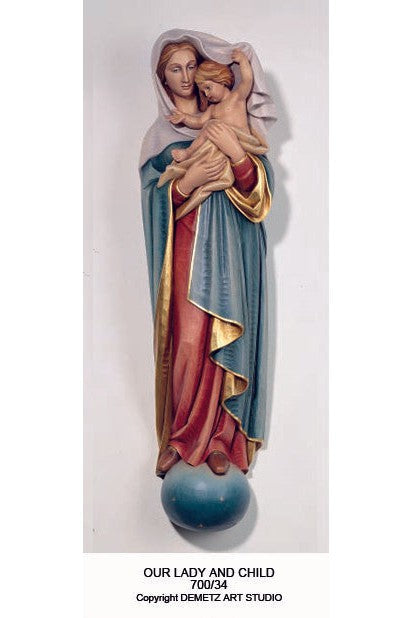 Our Lady with Child - 3/4 Relief - HD70034-Church Life-Demetz-30"-Michigan Church Supply