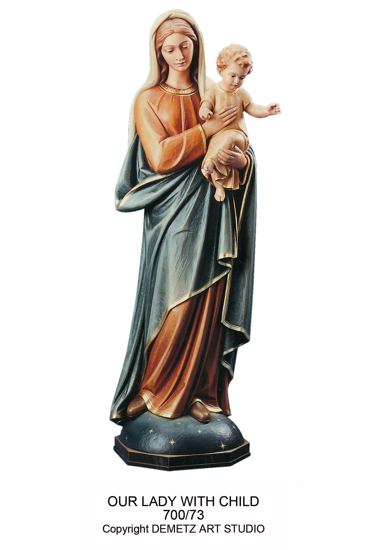 Our Lady with Child - HD70073-Church Life-Demetz-Linden Wood 36"-Michigan Church Supply