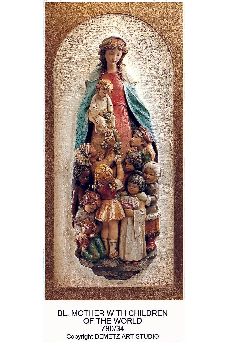 Our Lady with The Children of The World - high relief - HD78034-Church Life-Demetz-Fiberglass 28"x11"-Michigan Church Supply