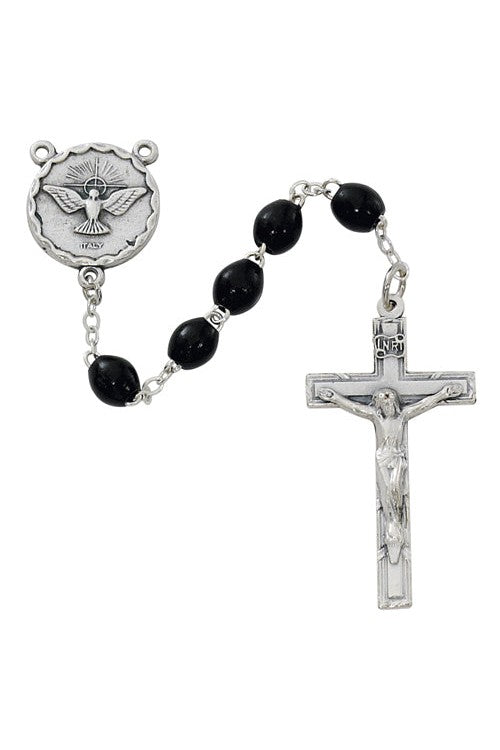 Oval Black Holy Spirit Rosary - UZR264SF-Inspirational Gifts-McVan-Michigan Church Supply