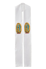 Overlay Stole with Our Lady of Guadalupe - SL890-Church Life-Beau Veste-Pure White-Priest Overlay-Michigan Church Supply