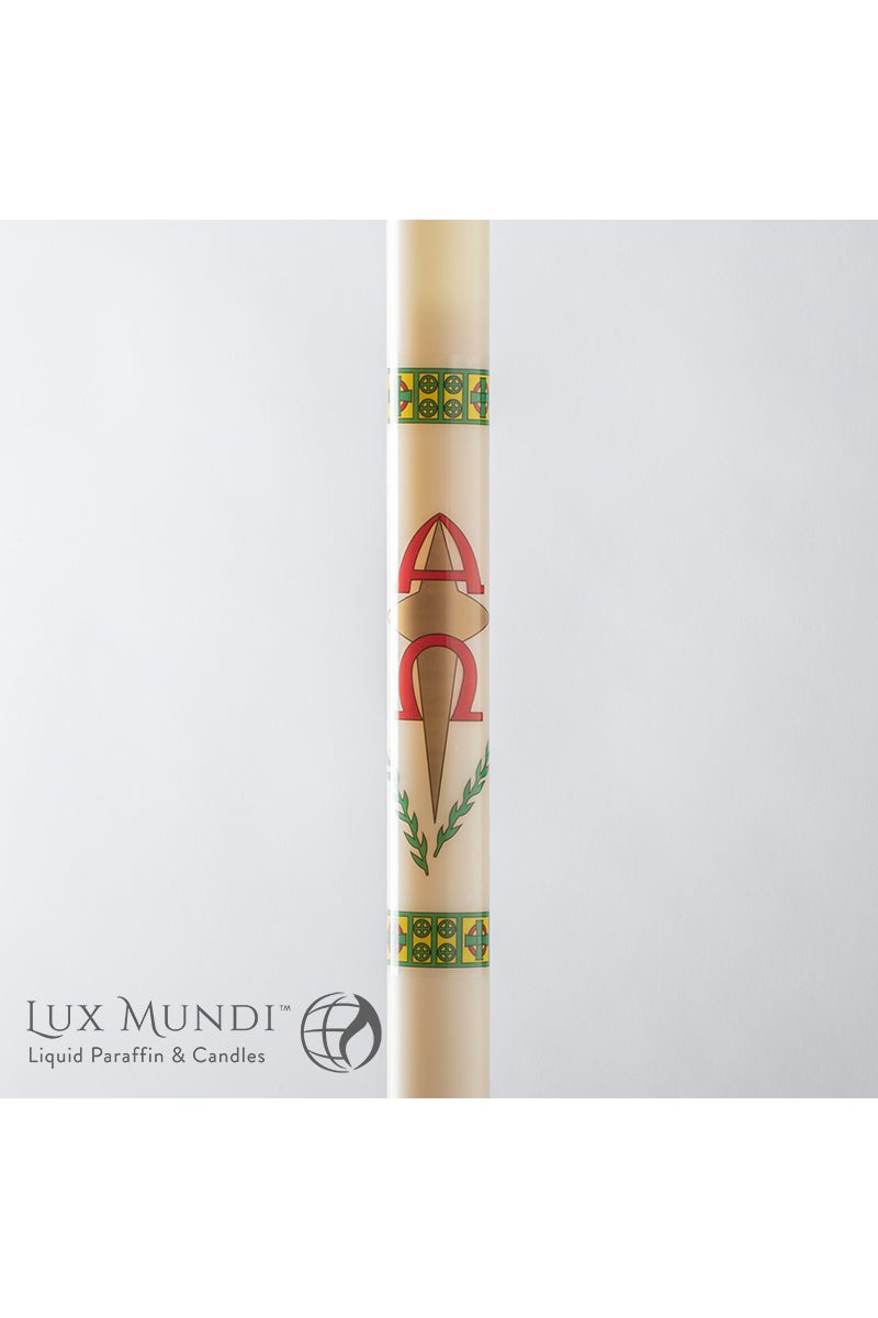 Paschal Candle Alpha and Omega Design-Church Life-Lux Mundi-Refillable-1-1/2" x 30" - Refillable Only-Michigan Church Supply