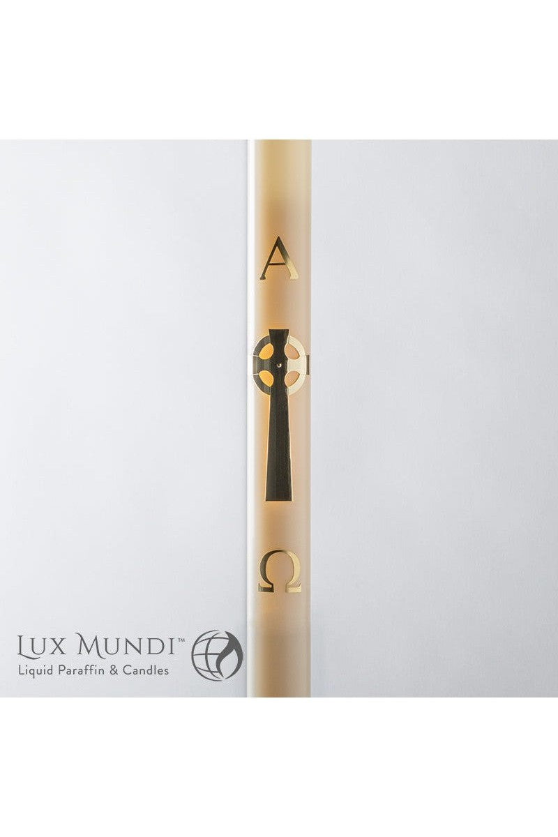 Paschal Candle Brass Celtic Cross Design-Church Life-Lux Mundi-Refillable-1-1/2" x 30" - Refillable Only-Michigan Church Supply