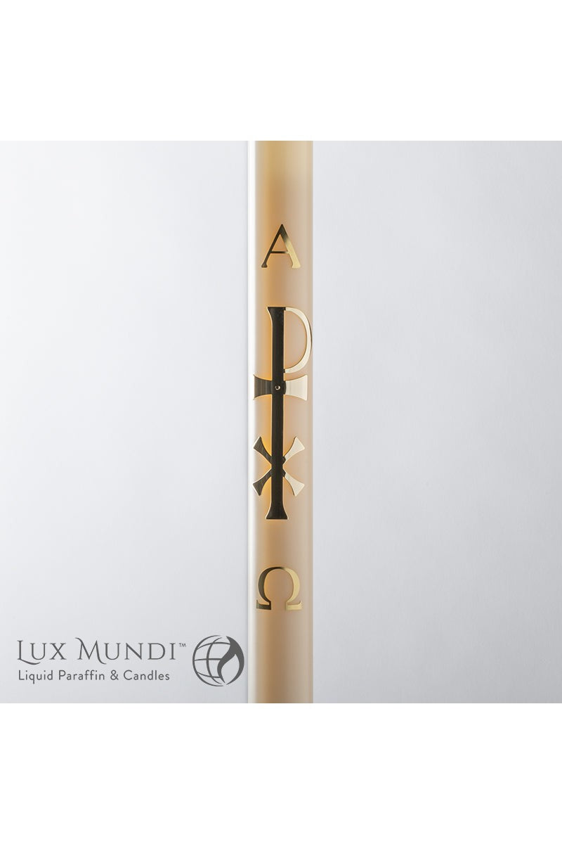 Paschal Candle Brass Chi Rio Design-Church Life-Lux Mundi-Refillable-1-1/2" x 30" - Refillable Only-Michigan Church Supply