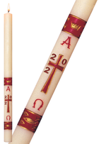 Paschal Candle - Burgundy Gloria-Church Life-Dadant-1-1/2" x 34"-Michigan Church Supply