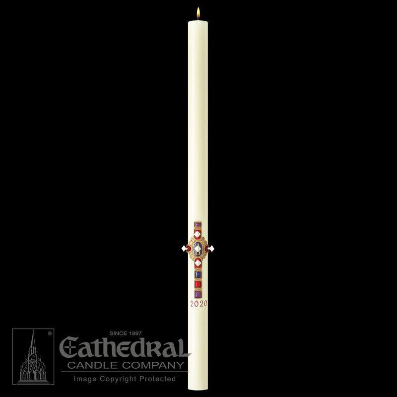 Paschal Candle - Christ Victorious-Church Life-Cathedral Candle-1-1/2" x 34" - GG80602001-Michigan Church Supply