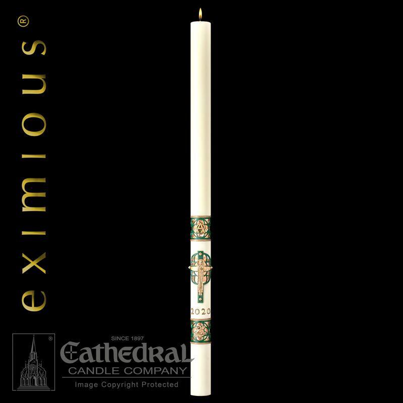 Paschal Candle - Christus Rex-Church Life-Cathedral Candle-1-15/16" x 39" - GG79861040-Michigan Church Supply