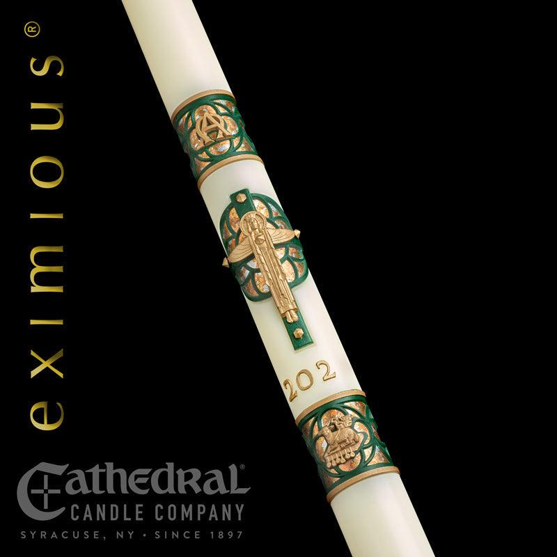 Paschal Candle - Christus Rex-Church Life-Cathedral Candle-1-15/16" x 39" - GG79861040-Michigan Church Supply