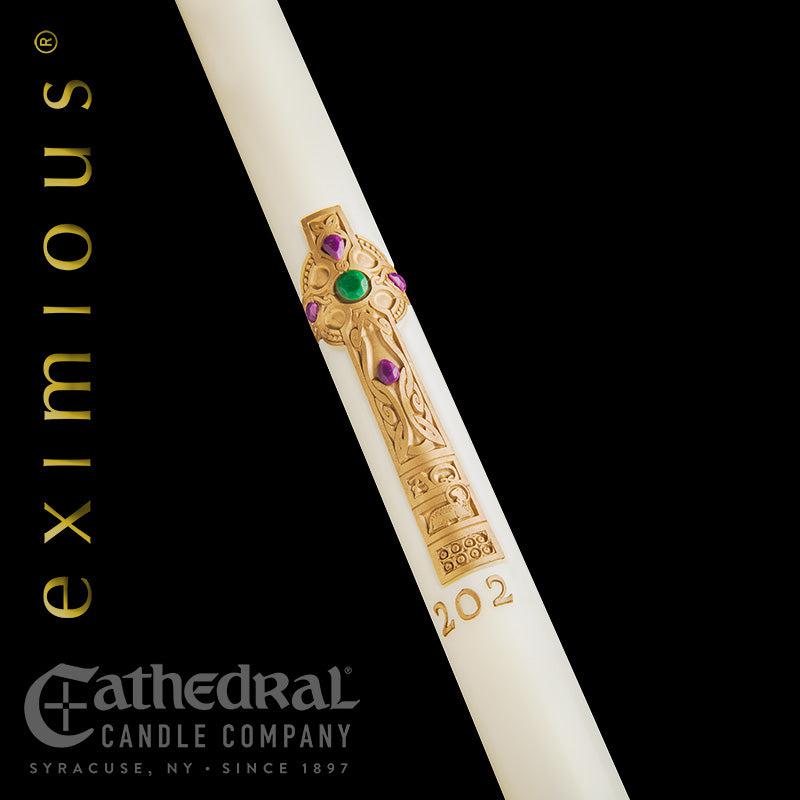 Paschal Candle - Cross of Erin-Church Life-Cathedral Candle-1-15/16" x 39" - GG79104001-Michigan Church Supply