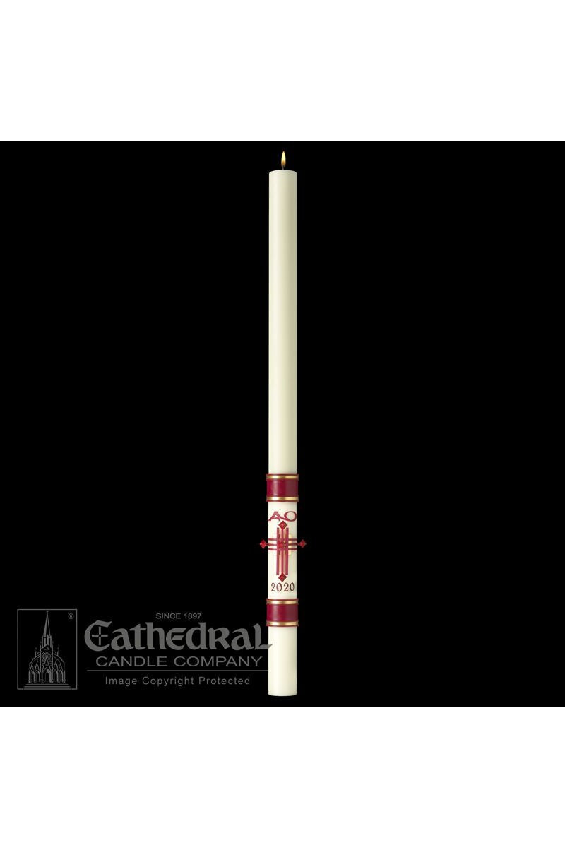 Paschal Candle - Crux Trinitas-Church Life-Cathedral Candle-1-1/2" x 34" - GG80868020-Michigan Church Supply