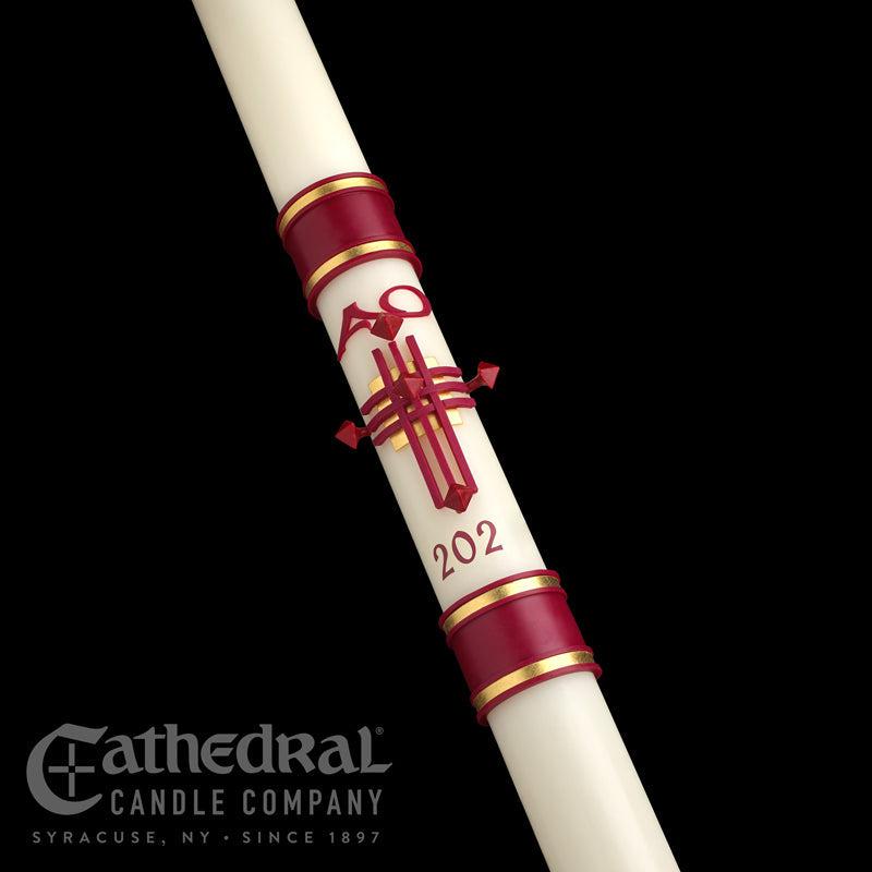 Paschal Candle - Crux Trinitas-Church Life-Cathedral Candle-1-1/2" x 34" - GG80868020-Michigan Church Supply