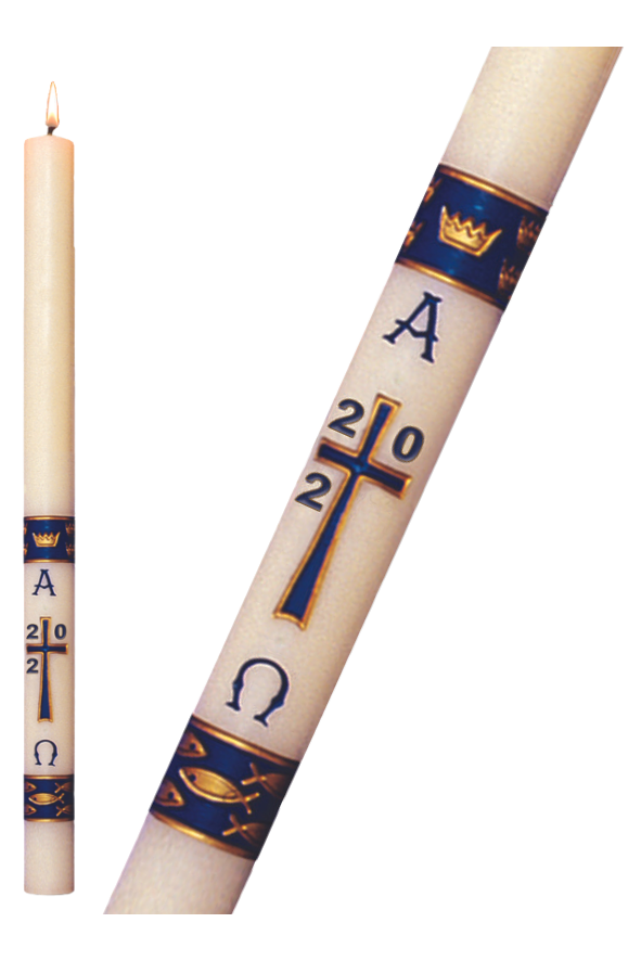 Paschal Candle - Dark Blue Gloria-Church Life-Dadant-1-1/2" x 34"-Michigan Church Supply