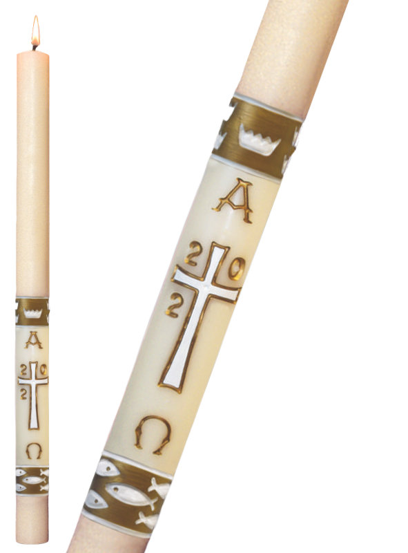 Paschal Candle - Gold Gloria-Church Life-Dadant-1-1/2" x 34"-Michigan Church Supply