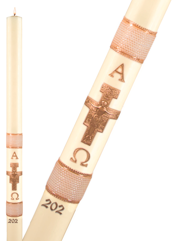 Paschal Candle - Holy Cross of San Damiano-Church Life-Dadant-1-15/16" x 39"-Michigan Church Supply