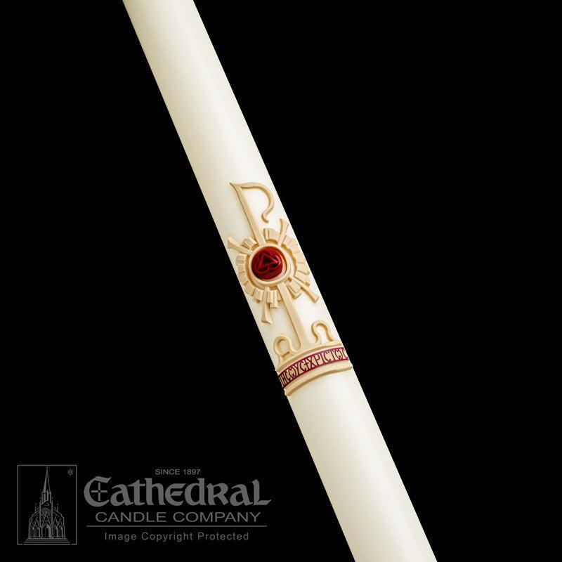 Paschal Candle - Holy Trinity-Church Life-Cathedral Candle-1-1/2" x 34" - GG80502001-Michigan Church Supply