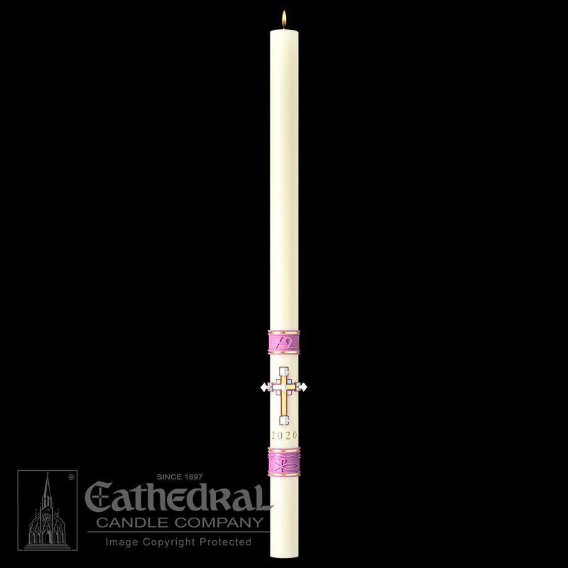 Paschal Candle - Jubilation-Church Life-Cathedral Candle-1-1/2" x 34" - GG80864020-Michigan Church Supply