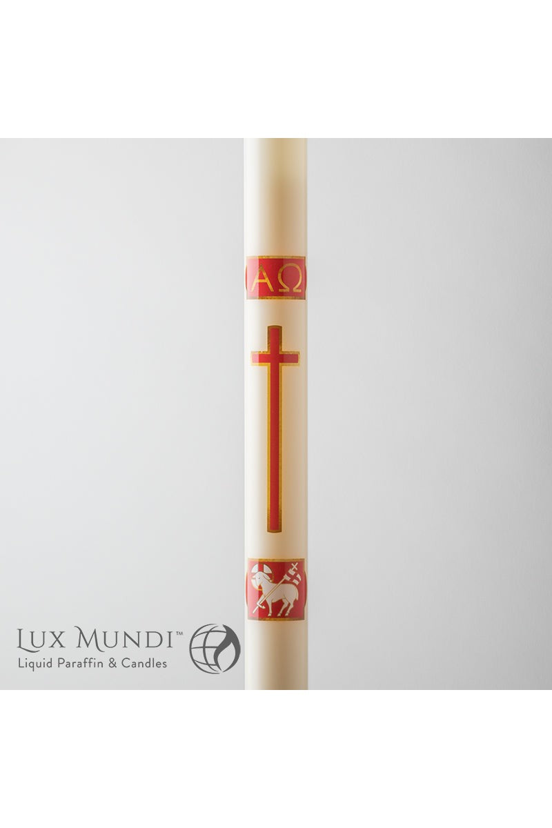 Paschal Candle Lamb of God Design-Church Life-Lux Mundi-Refillable-1-1/2" x 30" - Refillable Only-Michigan Church Supply