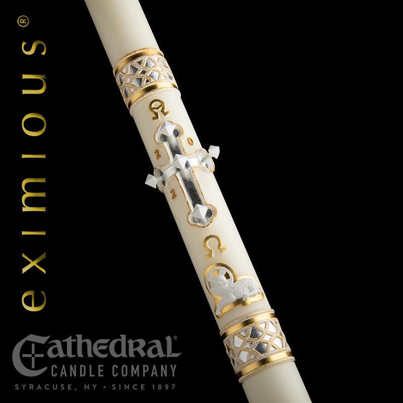 Paschal Candle - Merciful Lamb-Church Life-Cathedral Candle-1-15/16" x 39" - GG79868040-Michigan Church Supply