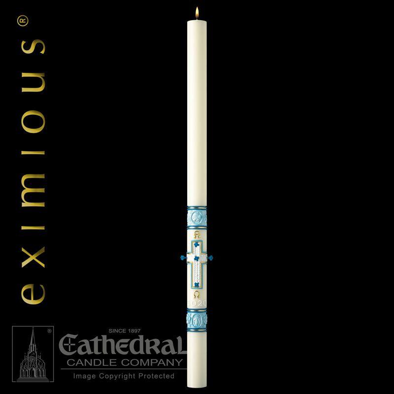 Paschal Candle - Most Holy Rosary-Church Life-Cathedral Candle-1-15/16" x 39" - GG79866040-Michigan Church Supply