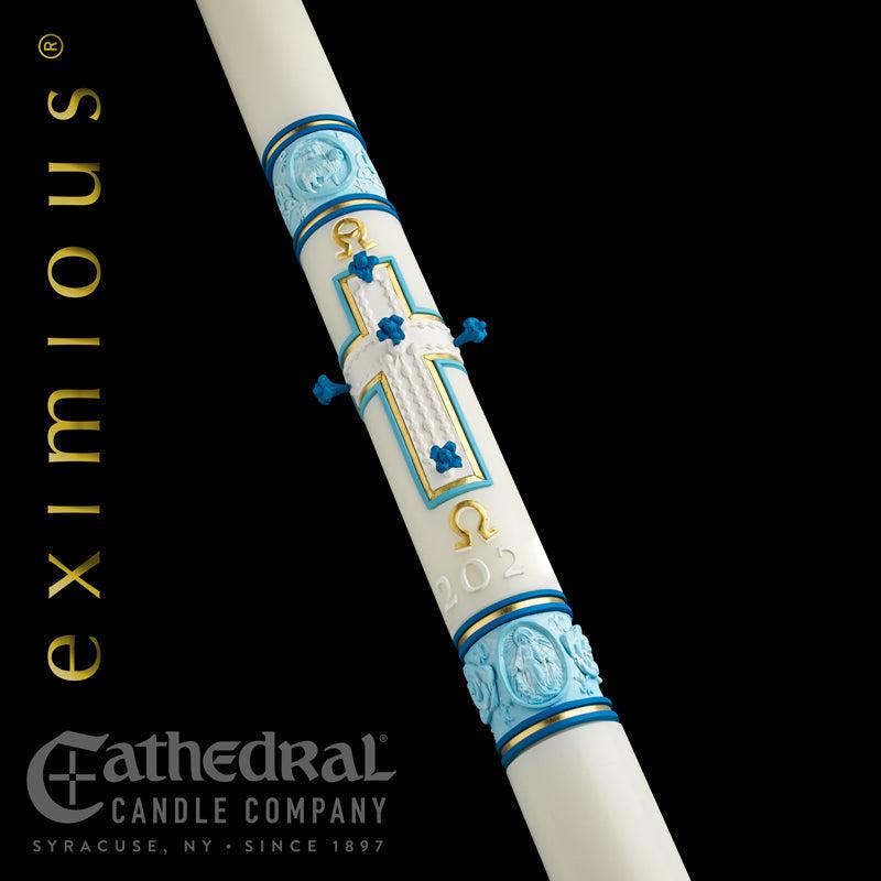 Paschal Candle - Most Holy Rosary-Church Life-Cathedral Candle-1-15/16" x 39" - GG79866040-Michigan Church Supply