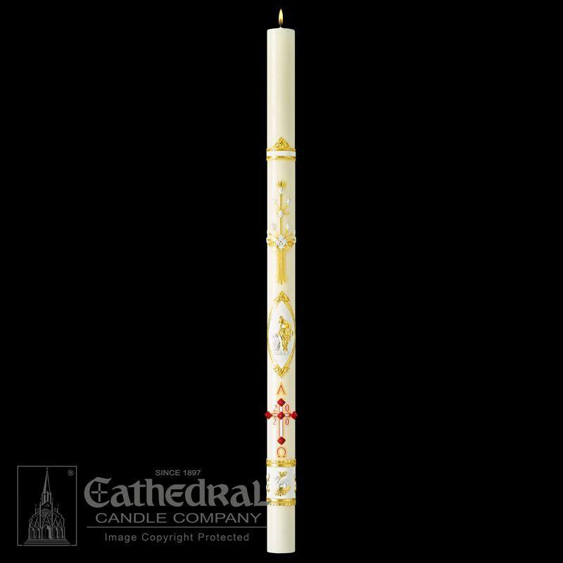 Paschal Candle - Ornamented-Church Life-Cathedral Candle-1-1/2" x 34" - GG80102001-Michigan Church Supply