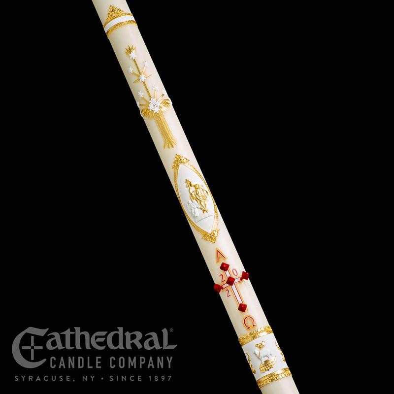 Paschal Candle - Ornamented-Church Life-Cathedral Candle-1-1/2" x 34" - GG80102001-Michigan Church Supply