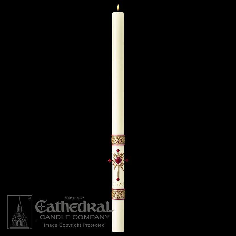 Paschal Candle - Sacred Heart-Church Life-Cathedral Candle-1-1/2" x 34" - GG80863020-Michigan Church Supply