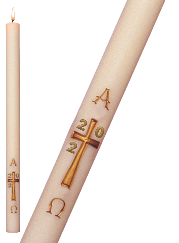 Paschal Candle - Simple Cross-Church Life-Dadant-1-1/2" x 34"-Michigan Church Supply