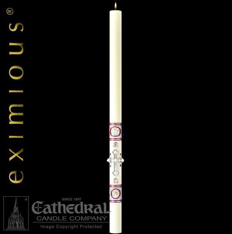 Paschal Candle - Upon this Rock-Church Life-Cathedral Candle-1-15/16" x 39" - GG79864040-Michigan Church Supply