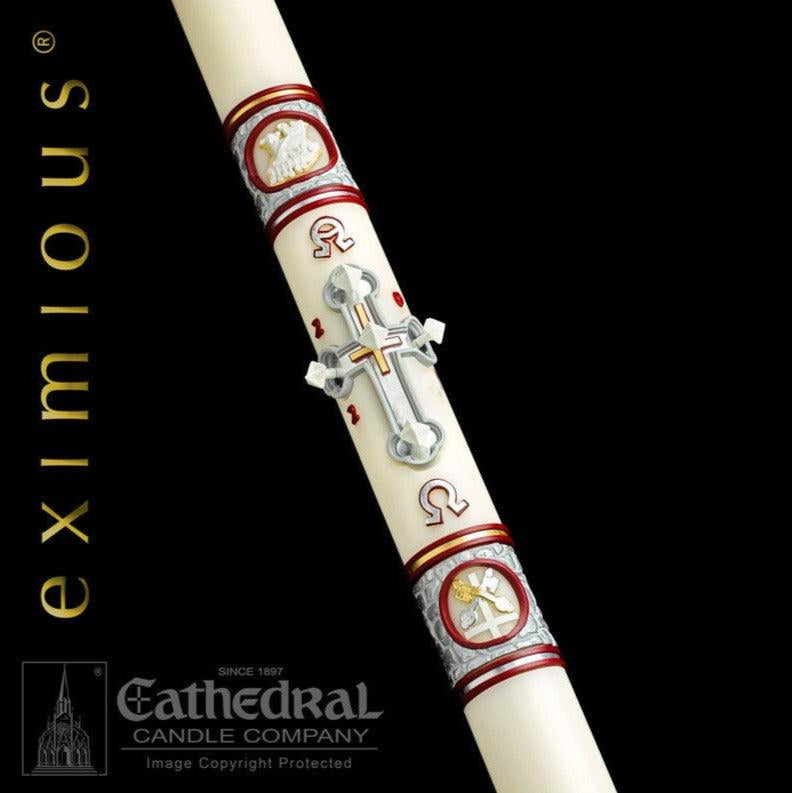 Paschal Candle - Upon this Rock-Church Life-Cathedral Candle-1-15/16" x 39" - GG79864040-Michigan Church Supply