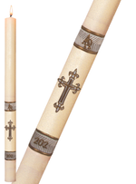 Paschal Candle - White Fleur de Lis-Church Life-Dadant-1-1/2" x 34"-Michigan Church Supply