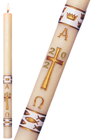 Paschal Candle - White Gloria-Church Life-Dadant-1-1/2" x 34"-Michigan Church Supply