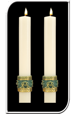 Paschal Side Candles - Celtic Imperial Sold As Pair-Church Life-Dadant-1-1/2" x 12"-Michigan Church Supply