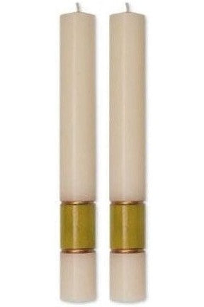 Paschal Side Candles - Gold Gloria Sold As Pair-Church Life-Dadant-1-1/2" x 12"-Michigan Church Supply