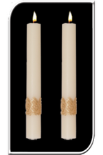 Paschal Side Candles - Ornamented Sold As Pair-Church Life-Dadant-1-1/2" x 12"-Michigan Church Supply