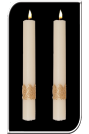 Paschal Side Candles - Ornamented Sold As Pair-Church Life-Dadant-1-1/2" x 12"-Michigan Church Supply