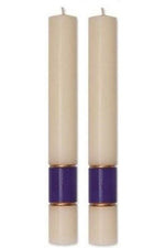 Paschal Side Candles - Purple Gloria Sold As Pair-Church Life-Dadant-1-1/2" x 12"-Michigan Church Supply