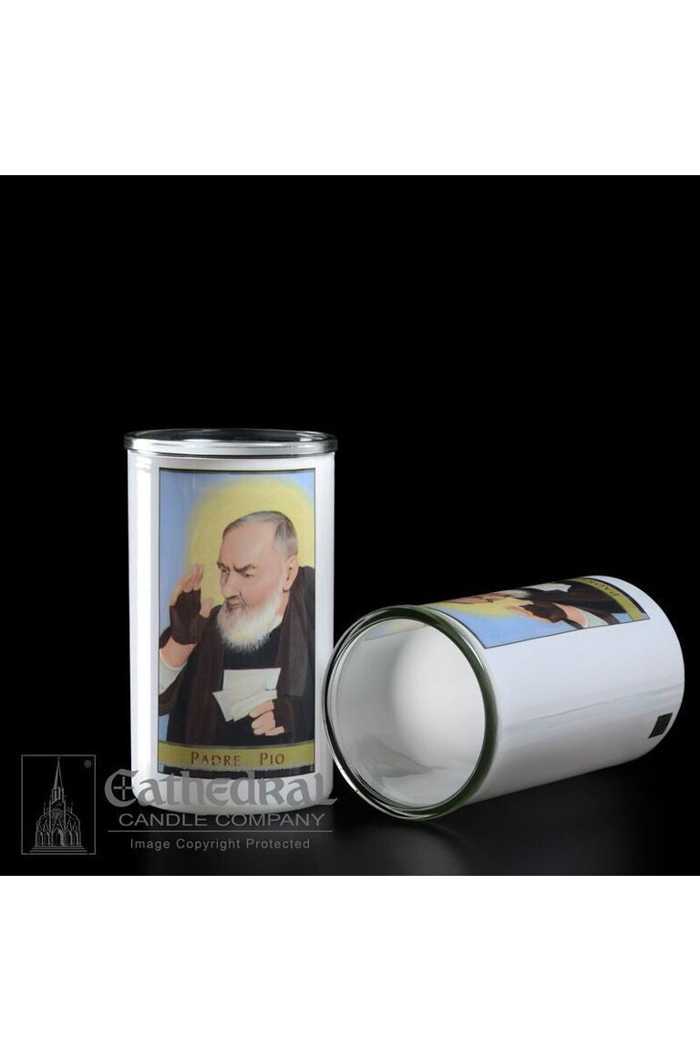 Patron Saint Glass 3 Day Globes - Padre Pio - GG2212-Church Life-Cathedral Candle-Michigan Church Supply