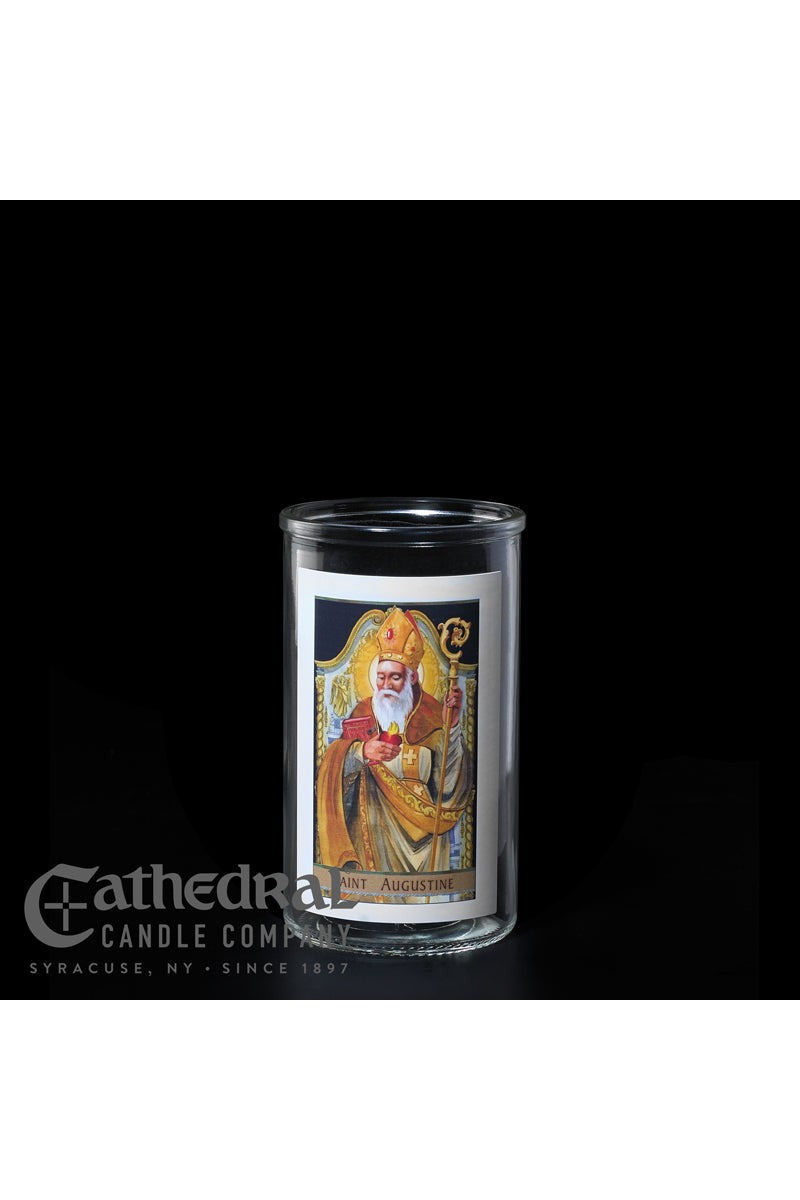 Patron Saint Glass 3 Day Globes - St. Augustine - GG2223-Church Life-Cathedral Candle-Michigan Church Supply