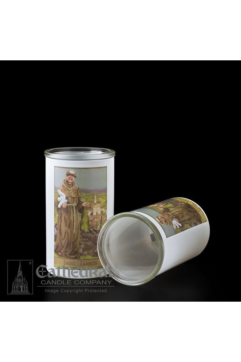 Patron Saint Glass 3 Day Globes - St. Francis - GG2217-Church Life-Cathedral Candle-Michigan Church Supply