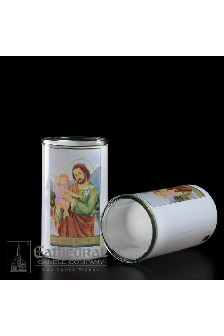 Patron Saint Glass 3 Day Globes - St. Joseph - GG2208-Church Life-Cathedral Candle-Michigan Church Supply