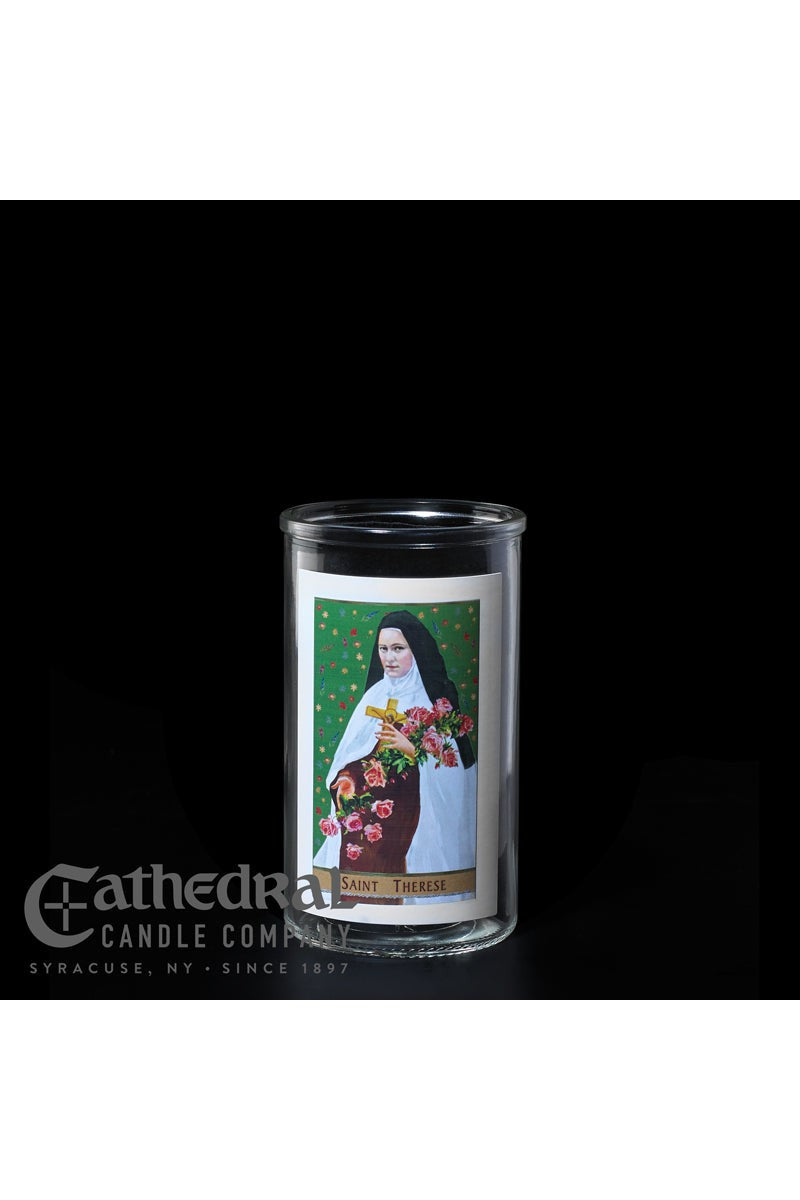 Patron Saint Glass 3 Day Globes - St. Therese - GG2221-Church Life-Cathedral Candle-Michigan Church Supply