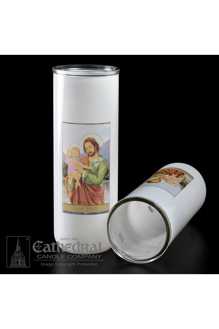 Patron Saint Glass 5/6/7 Day Globes - St. Joseph - GG2308-Church Life-Cathedral Candle-Michigan Church Supply