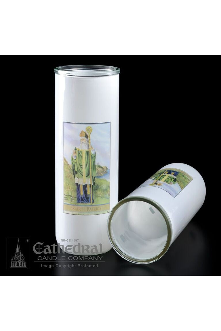 Patron Saint Glass 5/6/7 Day Globes - St. Patrick-Church Life-Cathedral Candle-Michigan Church Supply