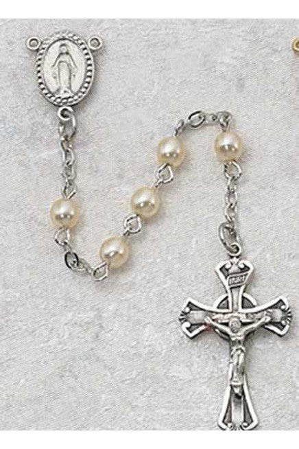 Pearl Rosary 3mm - UZ210DG-Inspirational Gifts-McVan-Michigan Church Supply