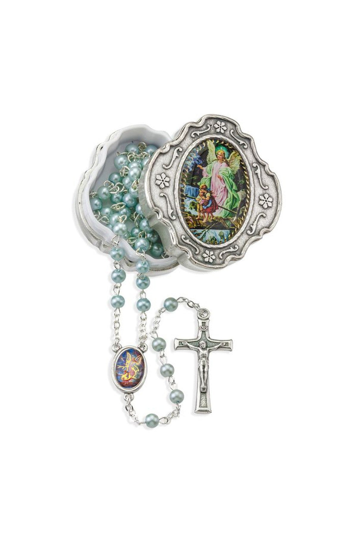 Pearlized Glass Bead Rosary - Blue - TA4350B-350MB-Inspirational Gifts-Hirten-Michigan Church Supply