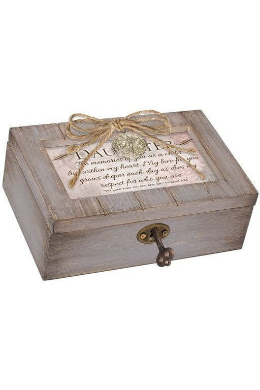 Petite Distressed Music Box with Locket Daughter - GPLPGRFRIENDD-Inspirational Gifts-Cottage Garden-Michigan Church Supply